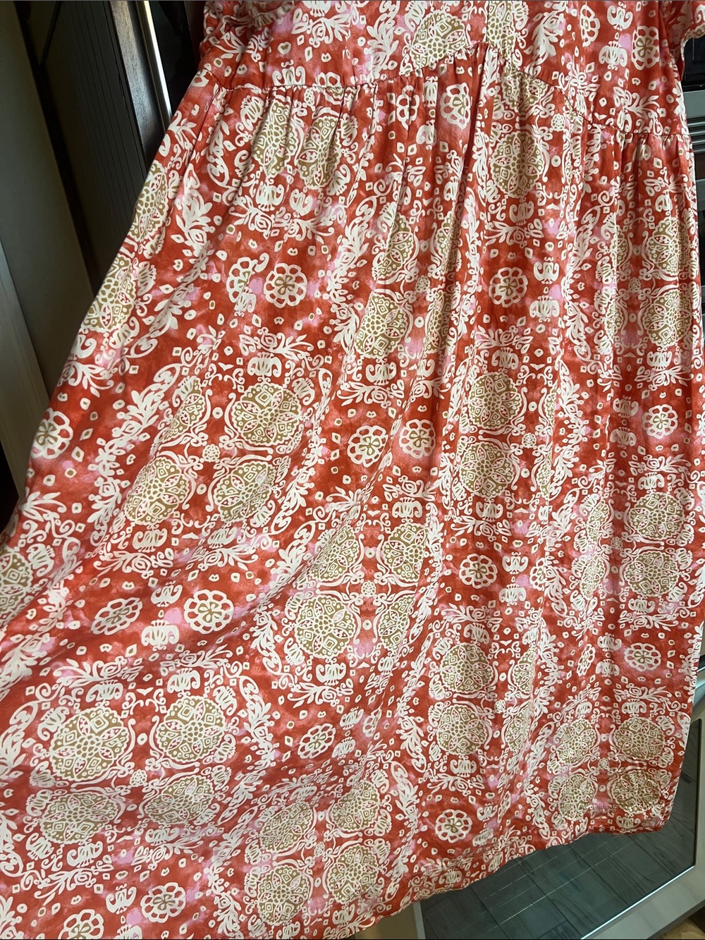 ANTHROPOLOGIE MAEVE FLUTTER DLEEVE BABYDOLL DRESS red pink cream size 2X - Picture 5 of 8